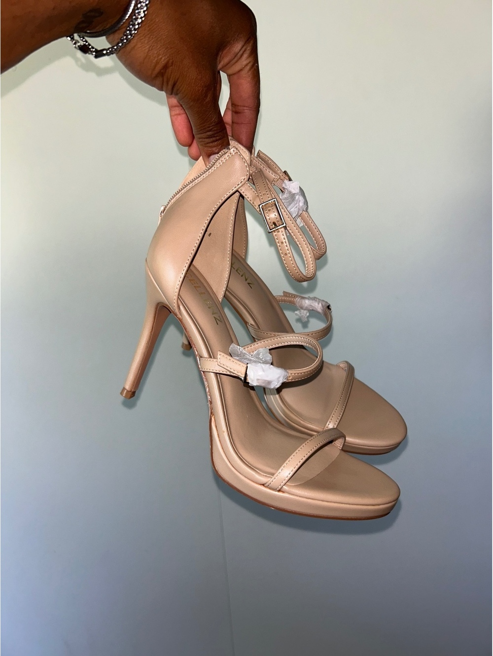 Cellenz Women's Nude Strappy High Heel Sandals